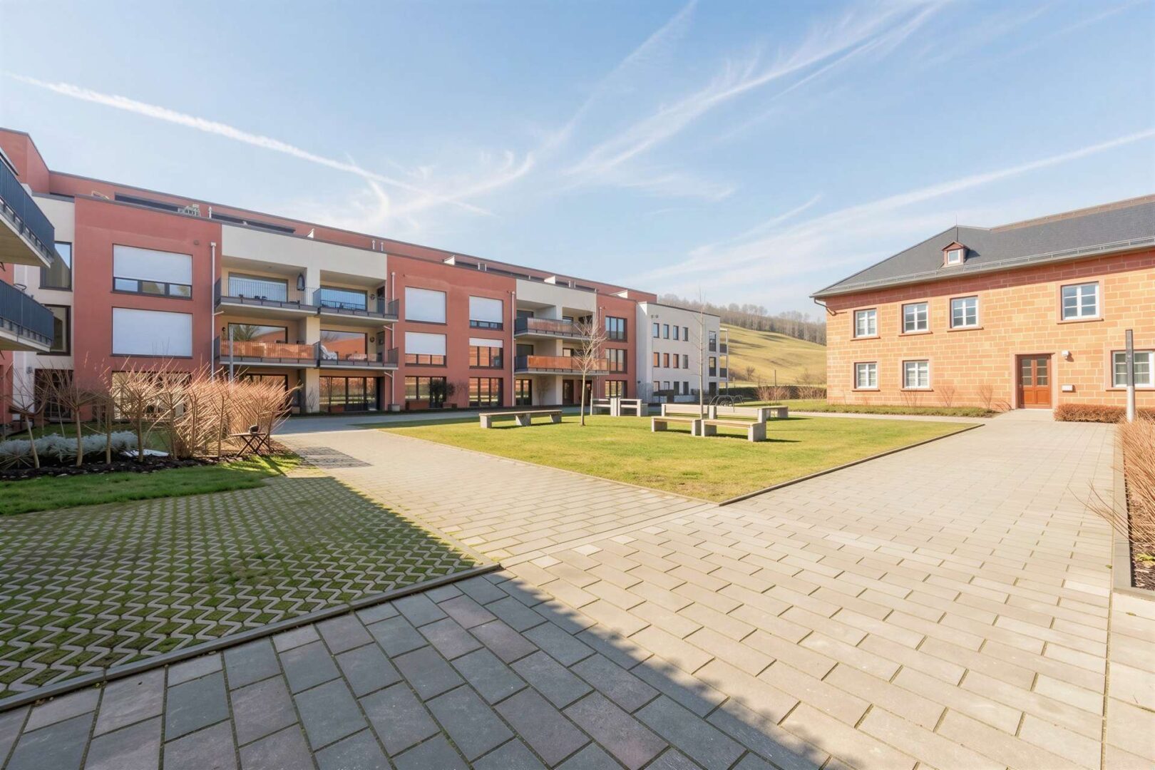 Innenhof mit Sitzbänken