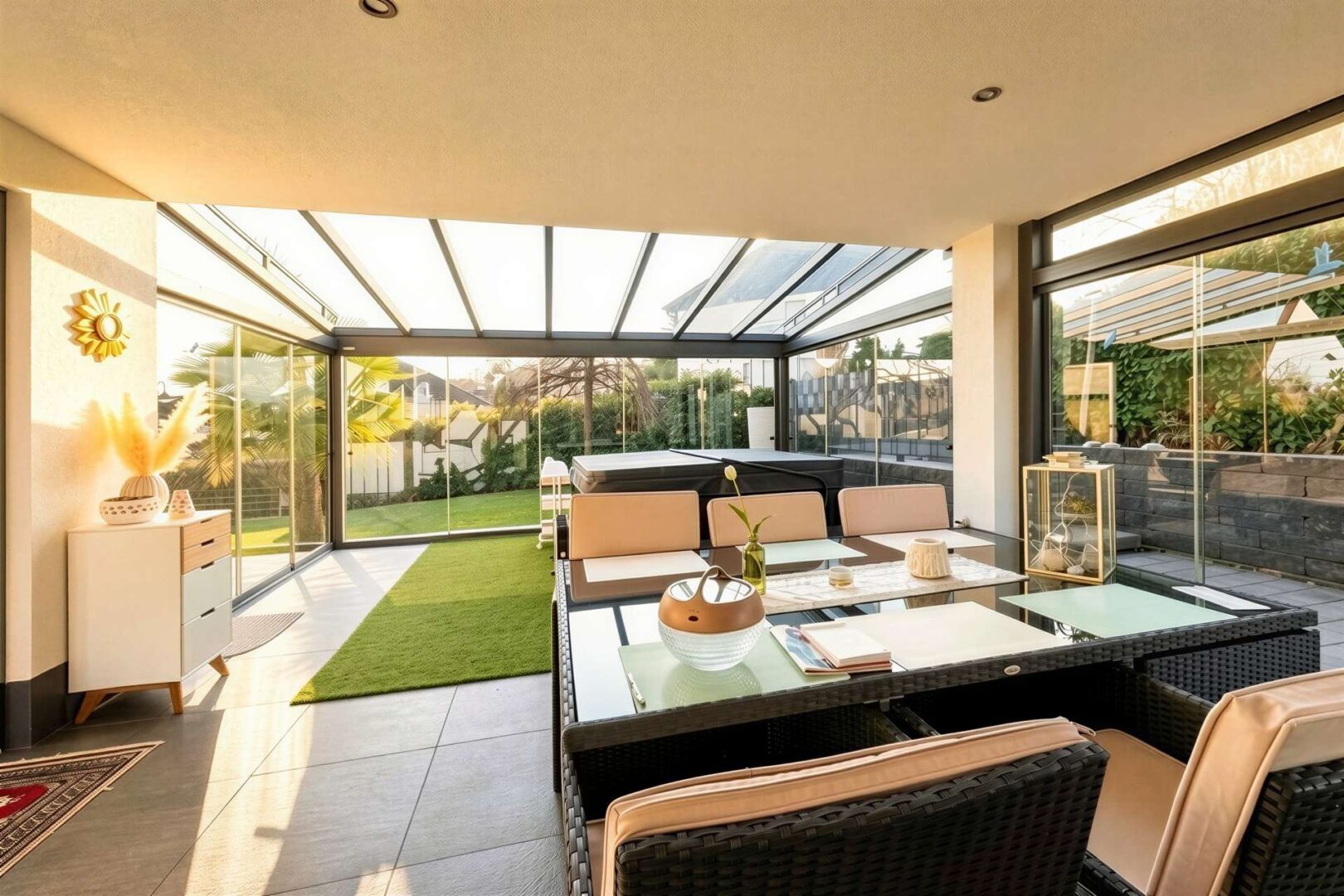 überdachte Terrasse mit Wintergarten