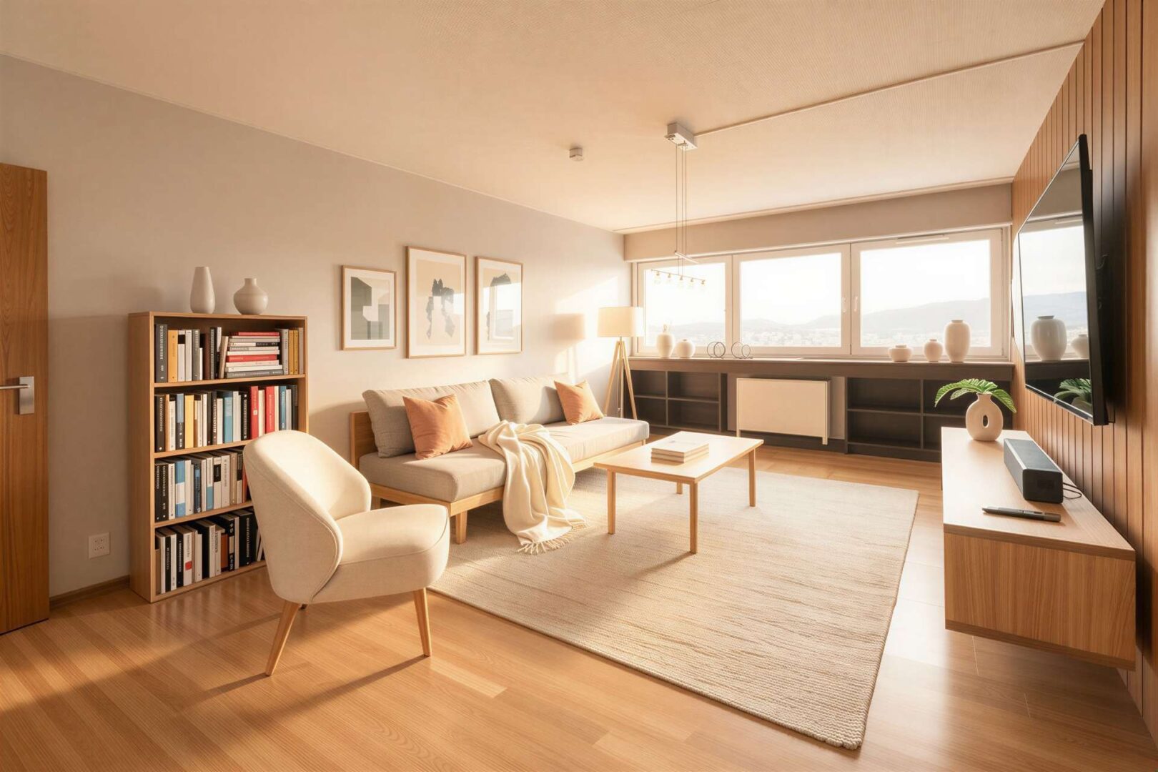 Wohnzimmer - (KI generiertes Einrichtungsbeispiel)