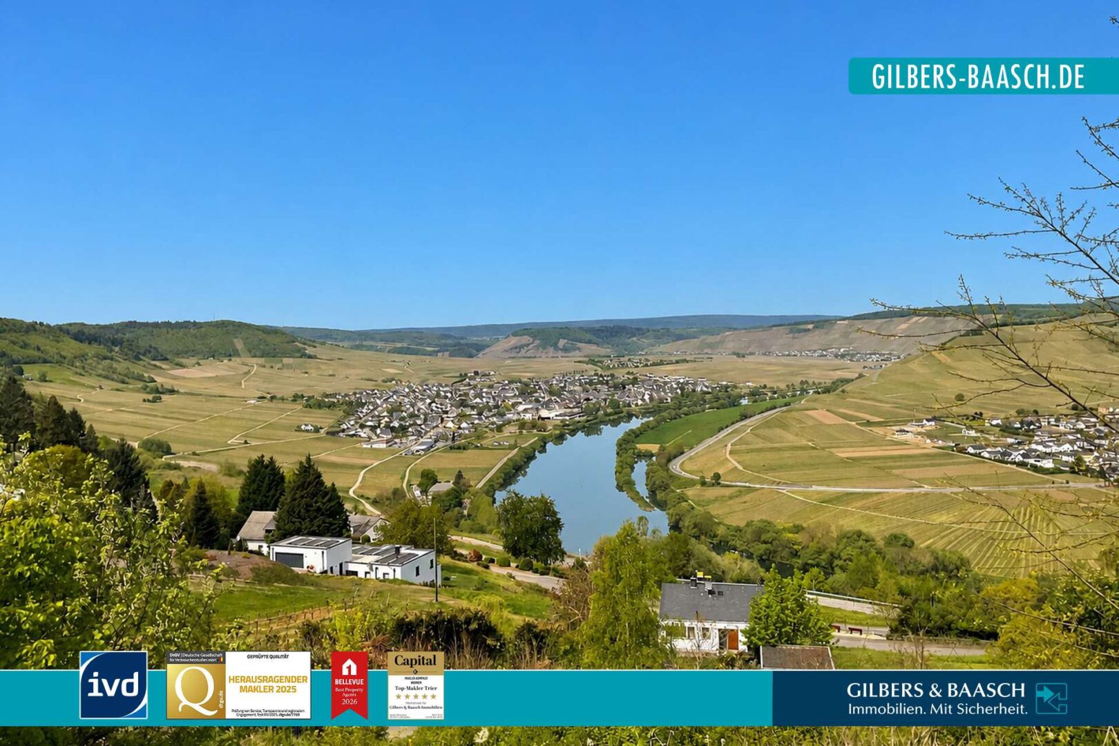Panoramablick vom Grundstück ins Moseltal
