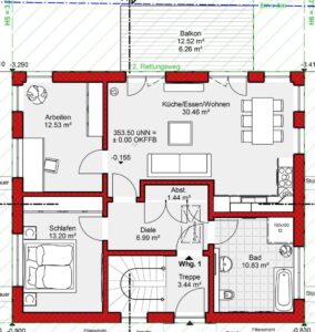 Grundriss  der Erdgeschosswohnung
