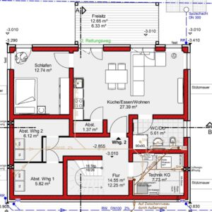 Grundriss der Gartengeschoss-Wohnung