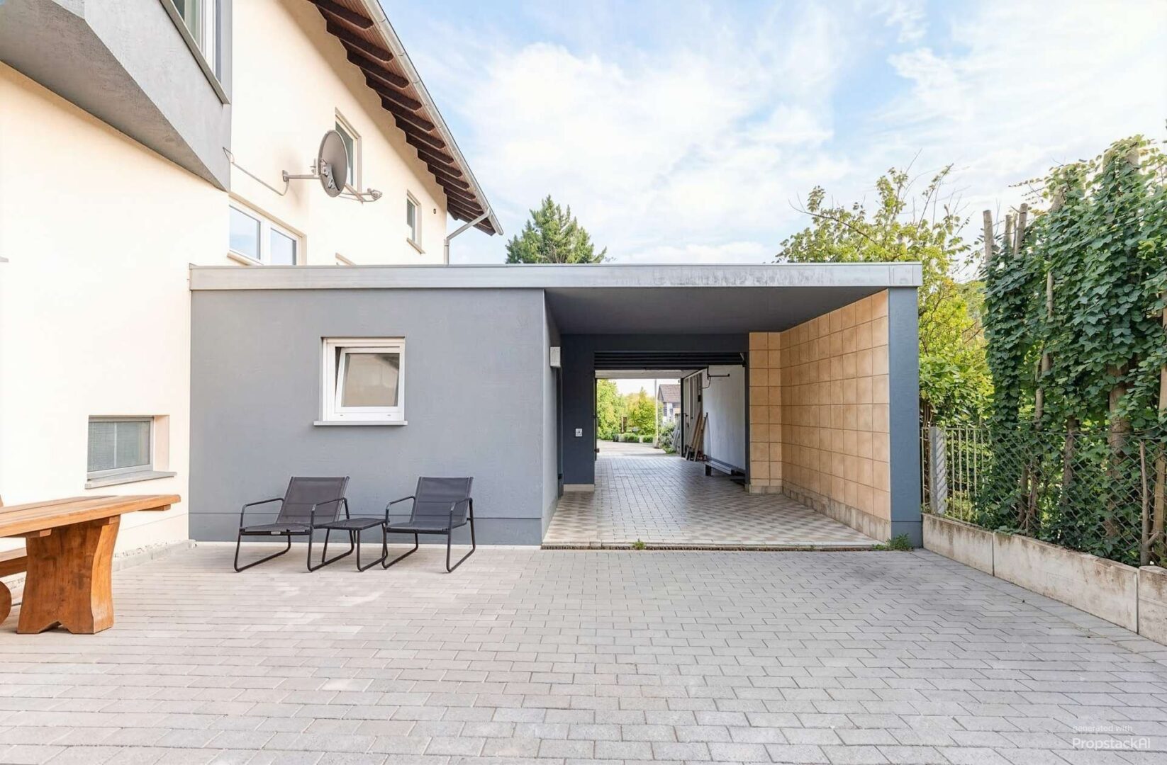 Zugang vom Garten zur Garage - (KI-belichtet)