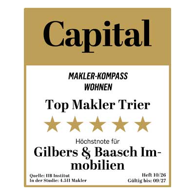 Siegel 2026 Maklerkompass Wohnen 5 Sterne Gilbers & Baasch